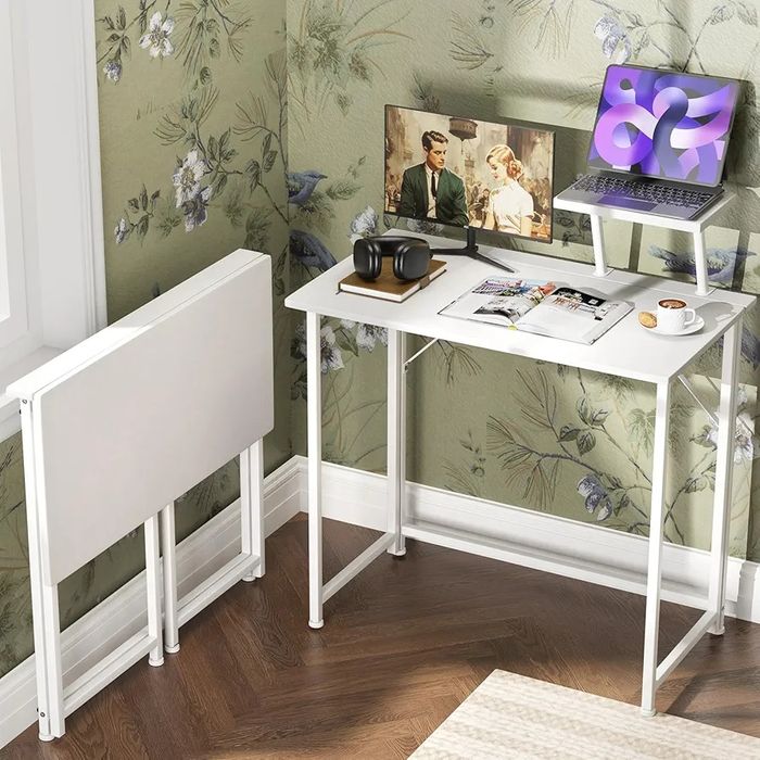 Практично Бяло Сгъваемо бюро с поставка