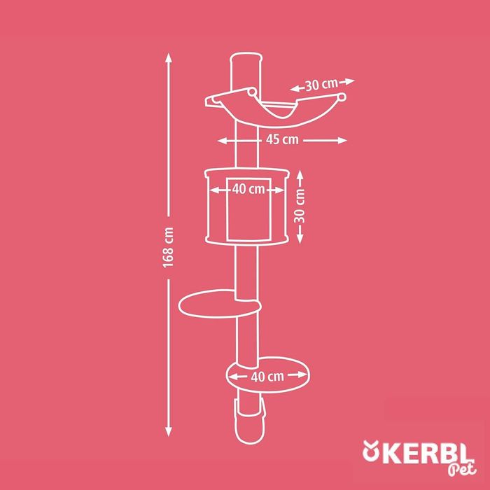Дърво, къща, катерушка за котки Kerbl Dolomit, 168 см, бяло