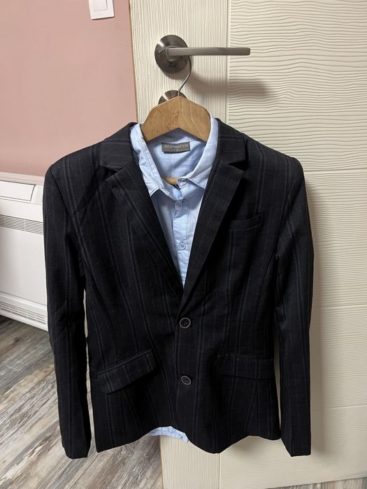 Кариран тъмно сив комплект за повод