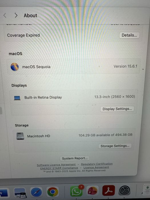 Macbook Air M1 2020 8GB RAM 512 GB SSD