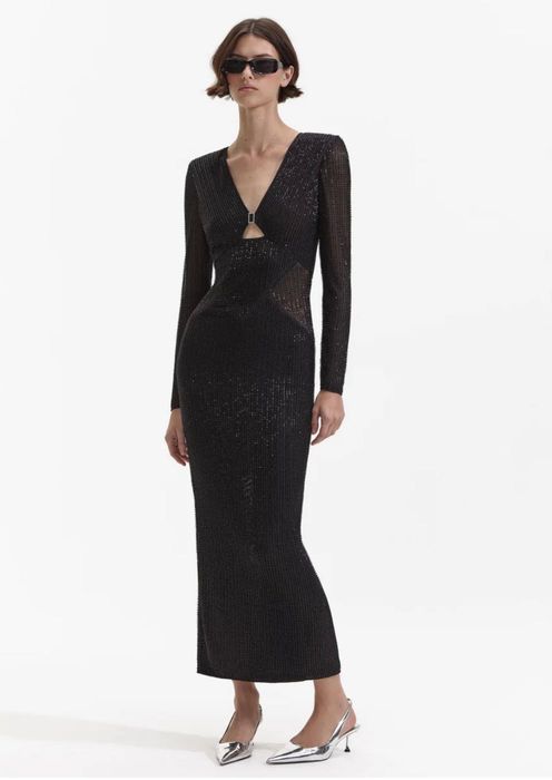 Rochie de seara Self Portrait neagra cu margele