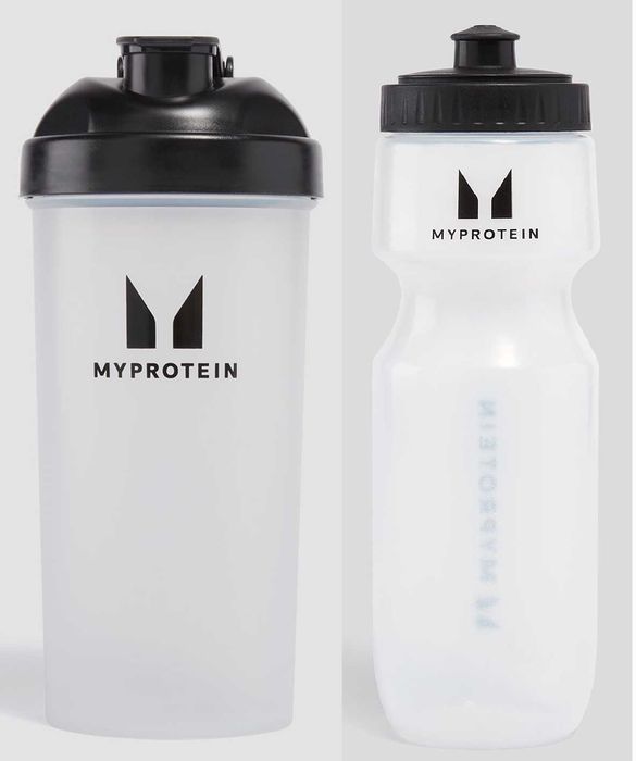 MyProtein Пластмасов шейкър + Спортна бутилка за вода- прозрачен/черен