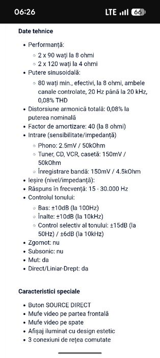 Onkyo A8640 stare excelenta 2x90w/8ohm