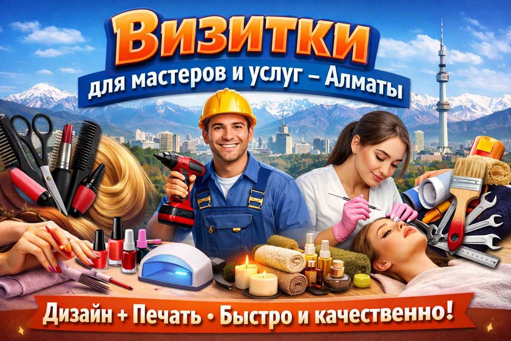 Визитки для мастеров и услуг — Алматы