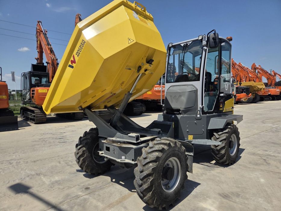 Wacker DUMPER 3 TONE, basculare LATARALA, CABINA cu aer conditionat, 2023, EX DEMO cu 152 ore, anv 98% ok, motor Perkins 50CP, lungime 3,7m, inaltime 2,8m, latime 1,8m, Masa operationala 5,8t, masa propie 2,8t, leasing 4 ani-CA NOU-PROMOTIE 26.900Eur+Tva