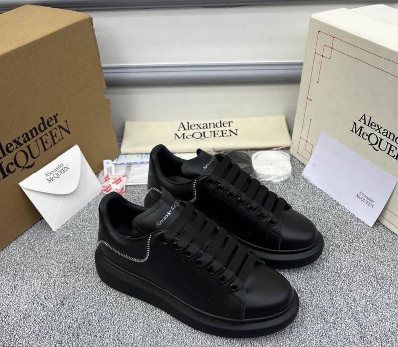 Adidasi Alexander McQueen zipper negri custom cu fermoar black