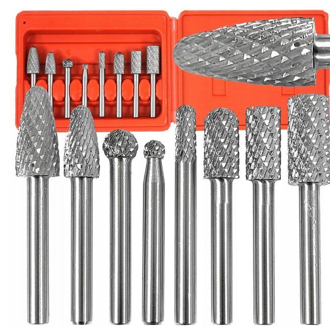 Set 8 freze de carbura, pentru metal, HSS, Verke