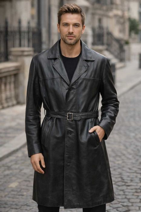 Palton Piele Naturală Vintage – Made in Mongolia – Stil Matrix / Mafia