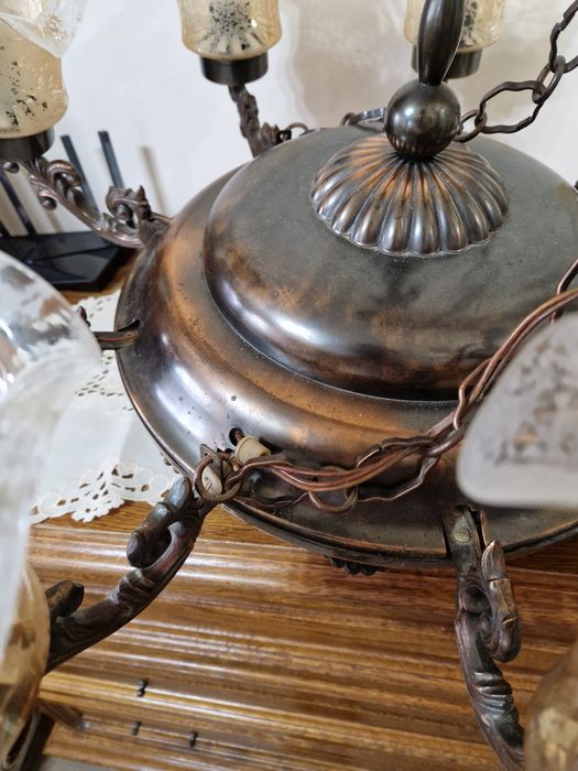 Lustră din cupru cu 9 brațe