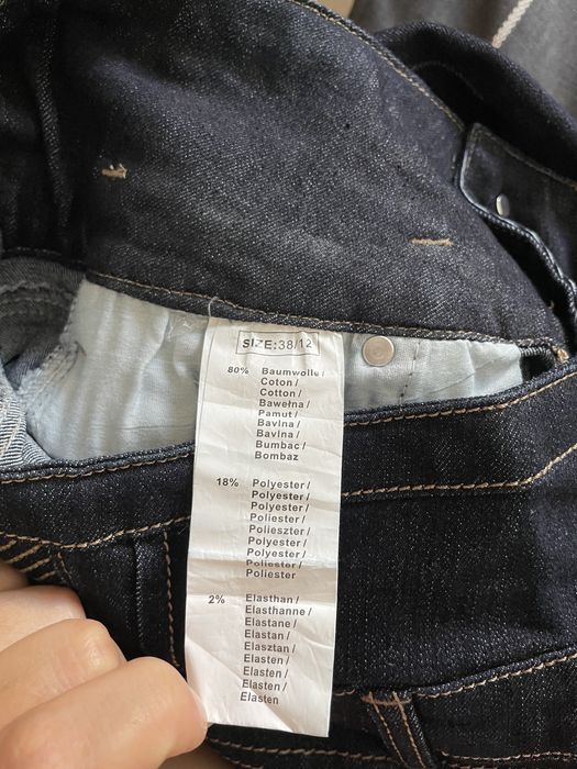 Blugi slim fit bleumarin cu talie inalta, cusaturi in contrast (38/M)