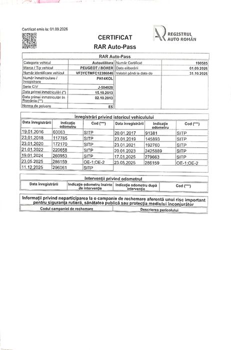 De vanzare Peugeot Boxer an 2013 /  2.2 Diesel / 295.000 km / Aer Condiționat /Acte la zi/ Varianta lunga