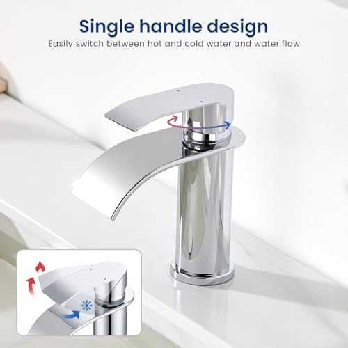Нов Модерен смесител за баня Waterfall хром G1/2 маркучи Кран чешма мивка