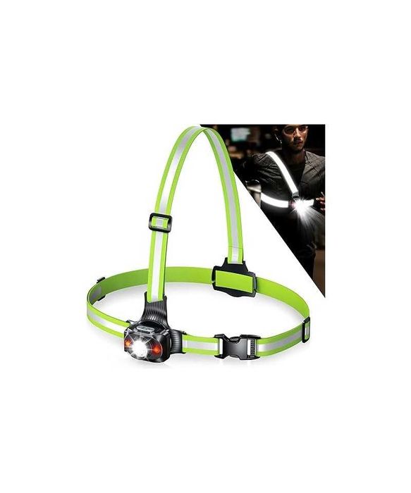 Lampa de alergare pentru piept cu banda reflectorizanta, reincarcabila prin USB, 500 lumeni, ISEYOU