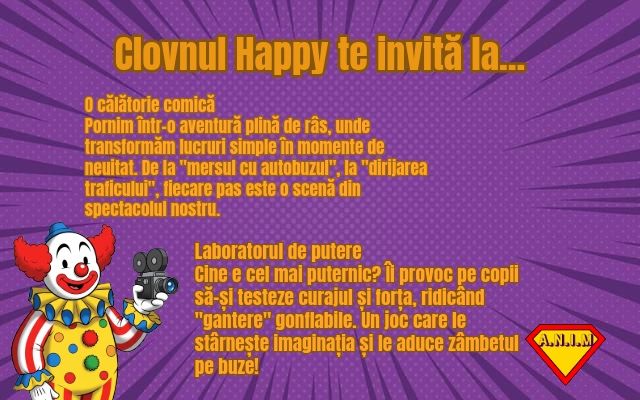 Clovnul Happy-Un entertainer altfel:Transformă fiecare eveniment