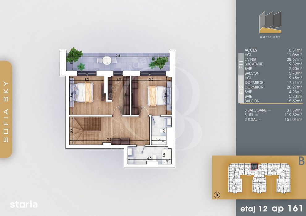3 camere tip Duplex Living Generos Mutare Rapida 7min metrou