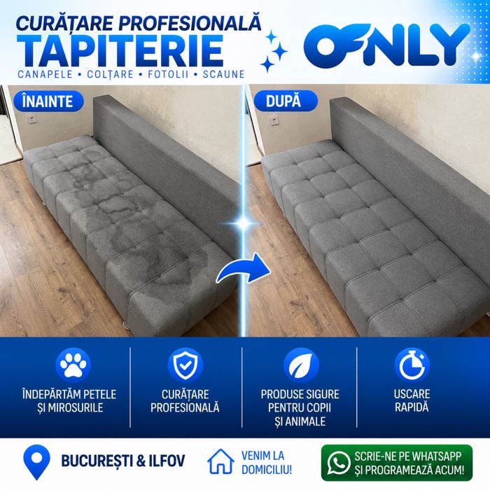 Curățare canapele, saltele, fotolii, scaune și tapițerii – București, Ilfov