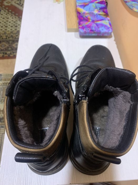 Ботинки теплые, кожа