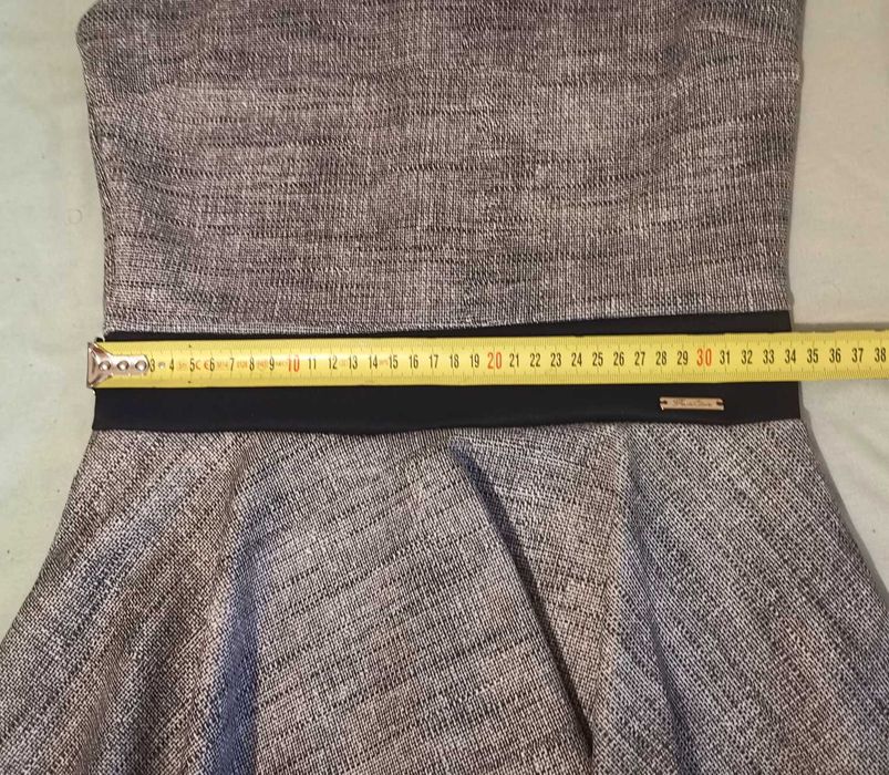 Rochie 36/S, eleganta, de gala, gri cu negru - Made in Italy