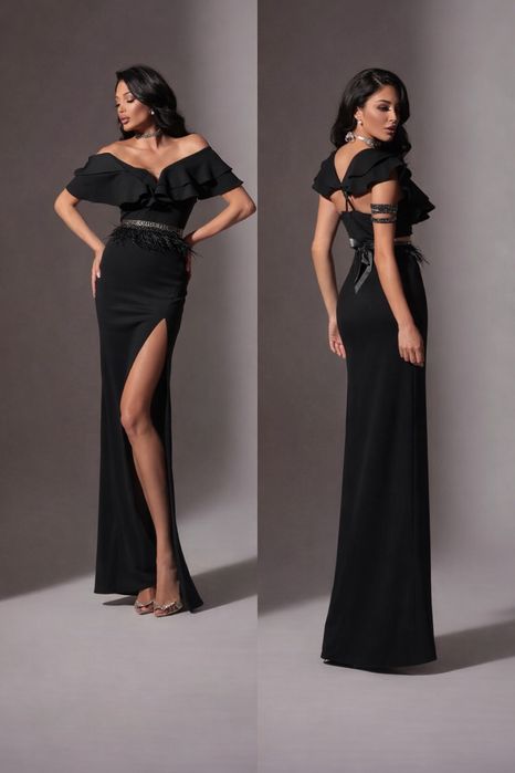 Дълга черна рокля LORRETI