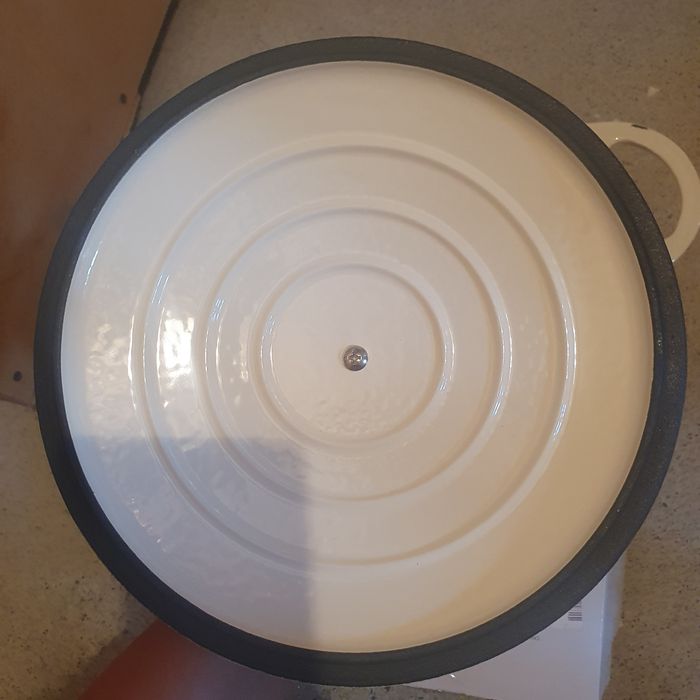 Ceaun din fonta emailata 2.8L, Lätt Home, cu capac 22 cm, alb
