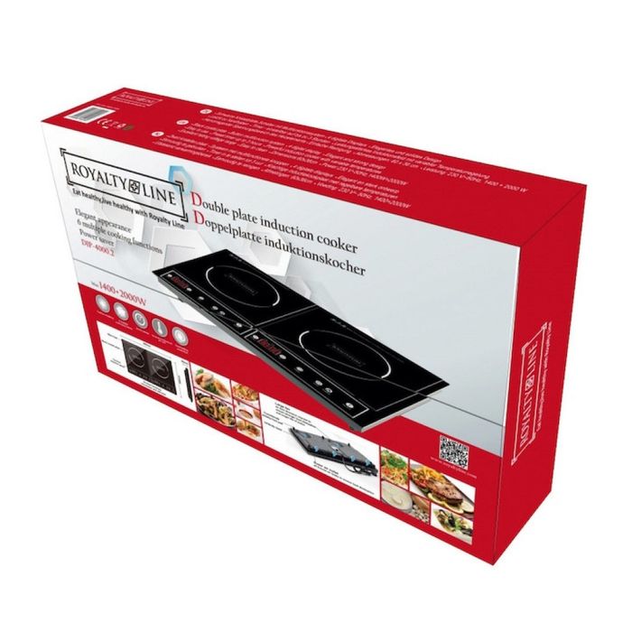 Двоен индукционен котлон Royalty Line RL-DIP4000.2 - 1400W+2000W, 80°C- 270°C, Кристална плоча, Таймер, LED