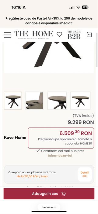 Masa dining extensibila maro/neagra din metal