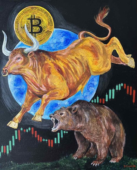 Авторска картина с рамка - bitcoin / crypto world