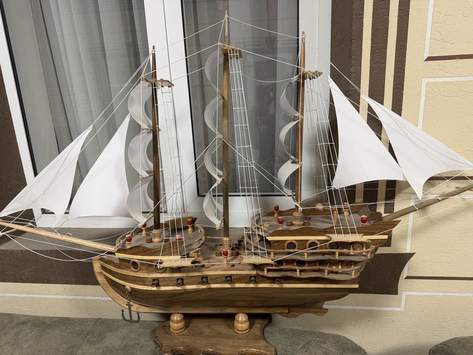 Декоративный деревянный корабль ручной работы для интерьера