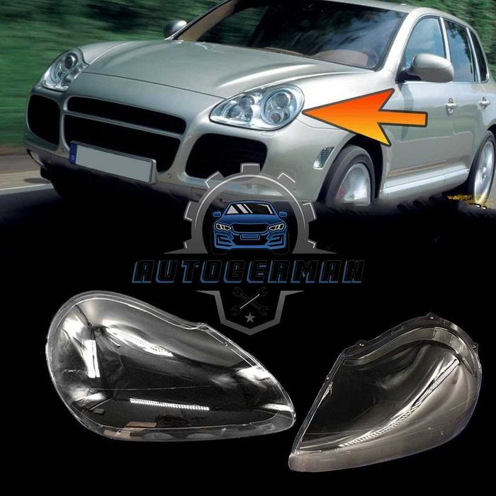 Капаци фарове Porsche Cayenne 2005-2007 стъкло фар ксенон Xenon ляв десен капак фар Порше Кайен прозрачен ремонт резервни части автомобилни аксесоари