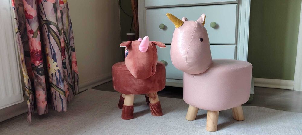 NU TIRMIT IN TARA Taburet din lemn cu unicorn pentru copii ca nou