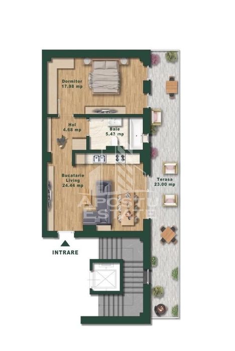 Apartament cu 2 camere de vanzare, open-space, Zona Torontalului