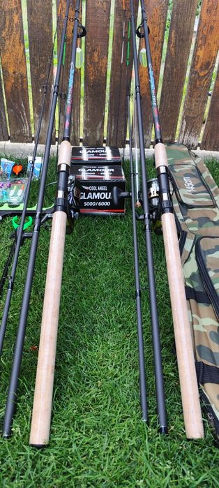 Set Feeder,2 Lansete Carbon Wind Blade Black Fox 3,90m,2 Mulinete Glamour 6000,Geanta,Suporți+2 Monturi+ Matriță+Senzori+ Fir