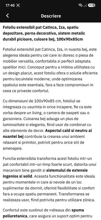 Fotoliu extensibil nou nefolosit