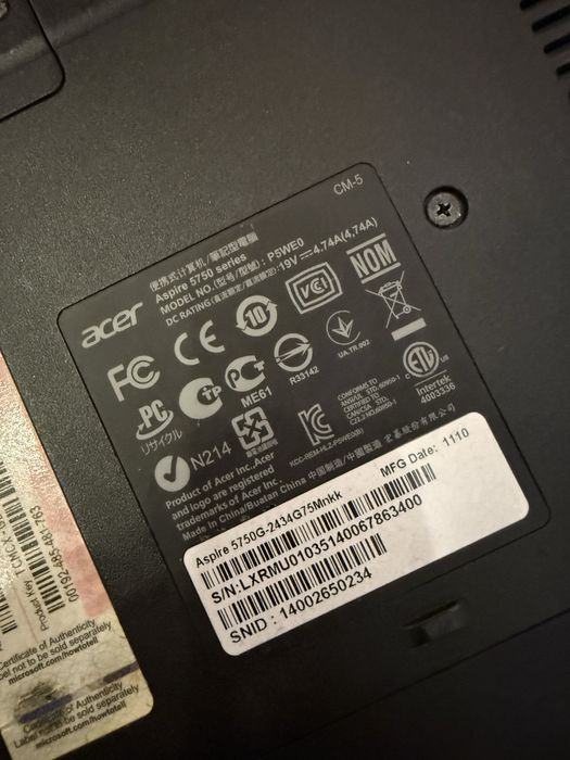 Продам ноутбук acer