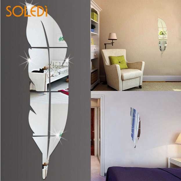 Стикери за стена Огледални стикери плочки шестоъгълни за украса декорация на стена бяна мебели