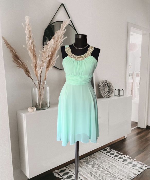 Rochie voal Fervente turquoise eleganta de ocazie