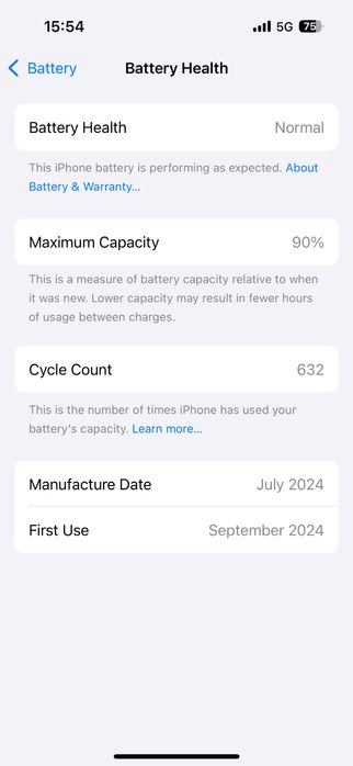 Iphone 15 128GB Black 90% Батерия