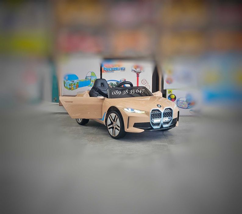 ТОП ЦЕНА!НОВО!Акумулаторна кола BMW i4 с 12V,кожена седалка,EVA ГУМИ