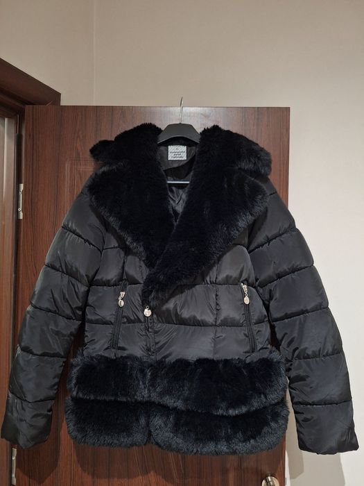 Черна шуба с пух