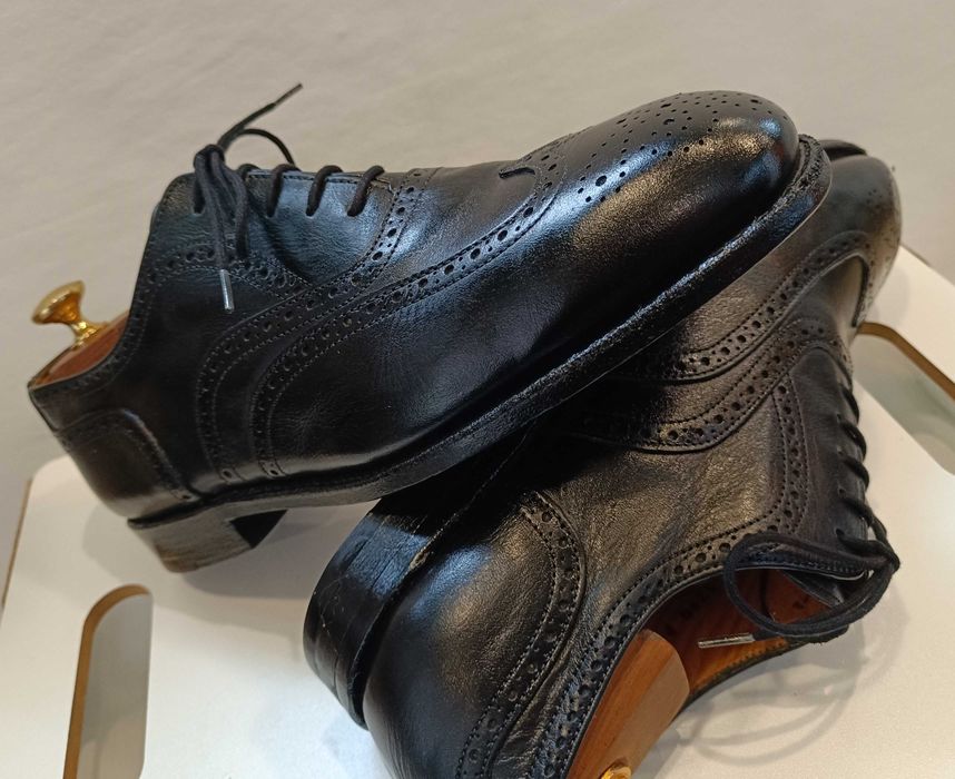 Pantofi oxford de lux 43 lucrati manual ShoePasssion piele naturala