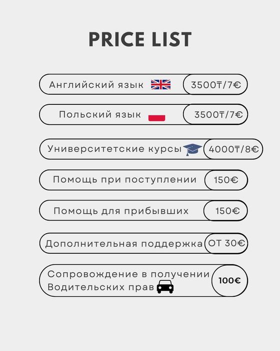 Английский/Польский язык. Поступление/Поддержка. Легализация. Польша