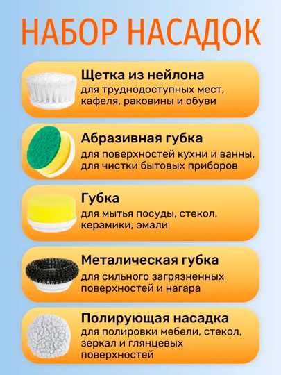 Универсальная электрическая щетка для уборки, в комплекте 5 насадок