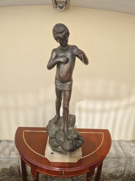 Уникална голяма антикварна френска фигура статуетка скулптура