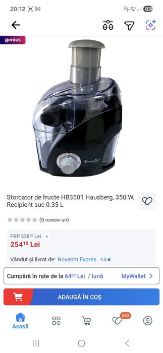Storcator de fructe HB3501 Hausberg, 350 W, Recipient suc 0.35 L