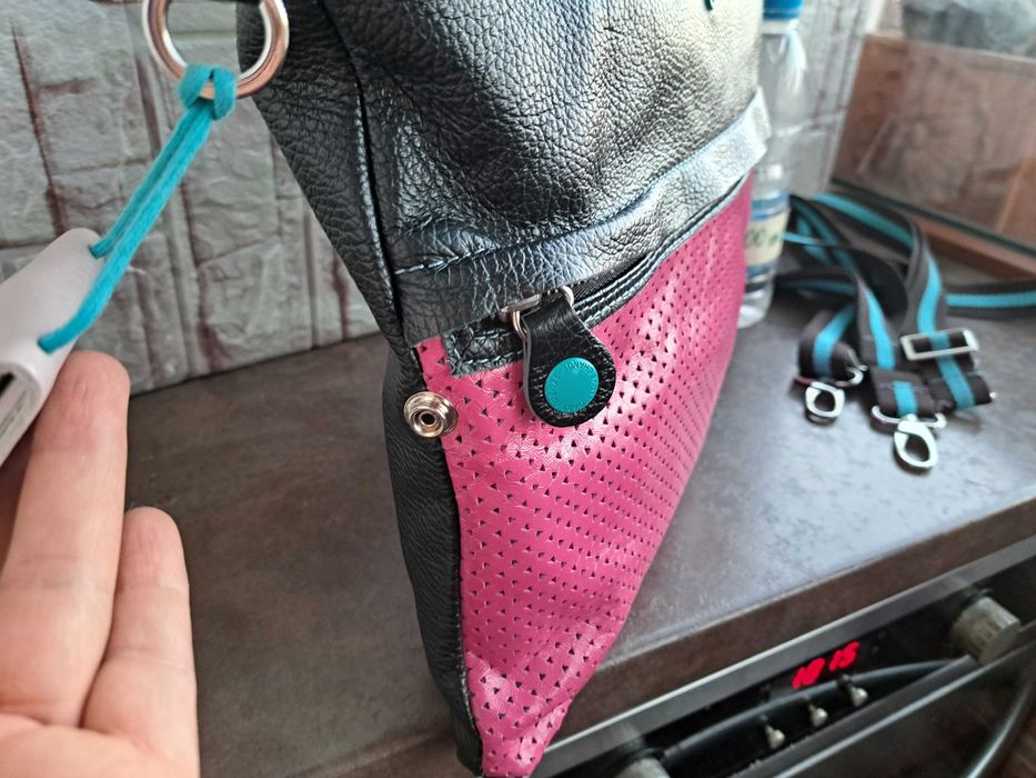 дамска чанта,Gabs-Нова! черна/розова чанта-естествена кожа