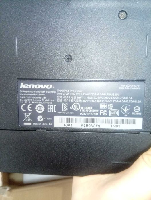 Docking station Lenovo Thinkpad model ThinkPad Pro Dock Type 40A1