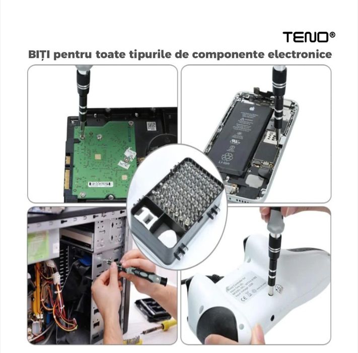 Set șurubelnițe precizie 112 în 1 – reparații telefon / PC