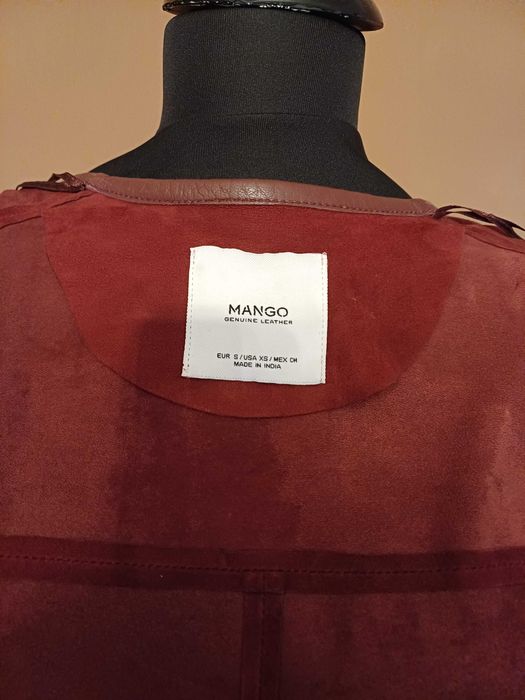 Jaketa piele intoarsa Mango