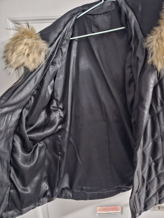 Яке от естествена кожа с лисича яка