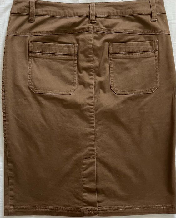 Fusta blugi, elastica, maro, midi